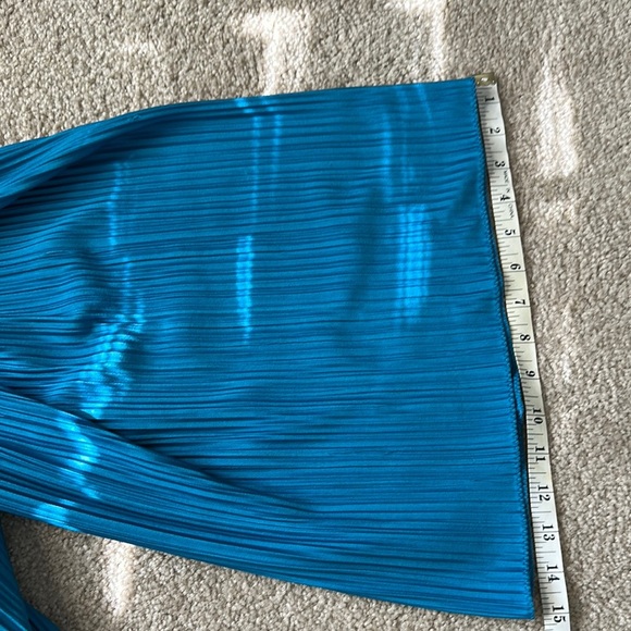 KEYLOUN Blue Pleated Vintage 1970s Maxi House Dress One Size Fits All Retro - Picture 7 of 8